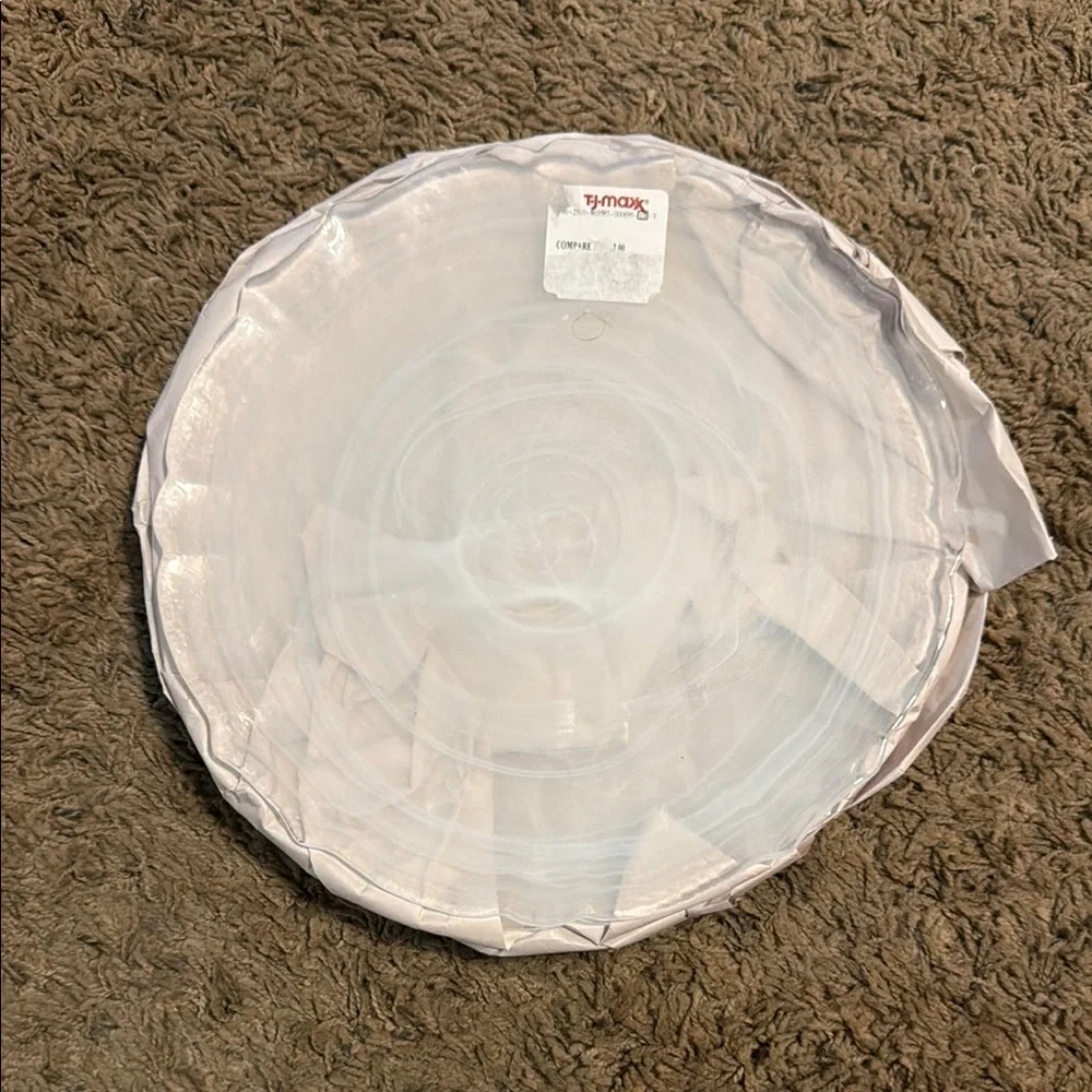 4 Dinner Plates Clear Swirl Glass- Transparent
